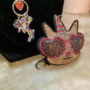 Unicorn Charm Necklace and Unicorn Kitty Glitzy Keychain